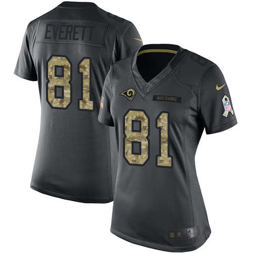 Nike Rams #81 Gerald Everett Black Women's Stitched NFL Limited 2016 Salute to Service Jersey